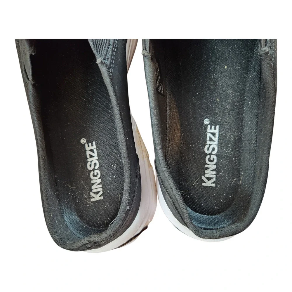 KIng Size mens slip on shoes sz 13W black‎ white comfort slide 15049